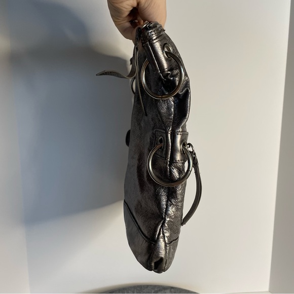 The Sak Metallic Grey Leather Crossbody Purse Bag - Picture 4 of 14